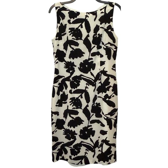 Maggy London Silk Dress Sleeveless Black White Floral Size 10 - Picture 1 of 9